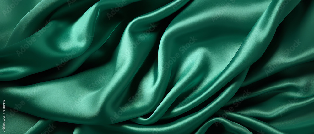 Obraz premium Emerald green silk cloth with elegant, smooth waves
