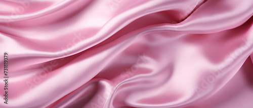 Close-up of elegant pink silk fabric with soft folds