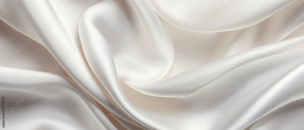 Obraz premium Elegant White Satin Fabric Draped Gracefully With Soft Folds and Light Reflection