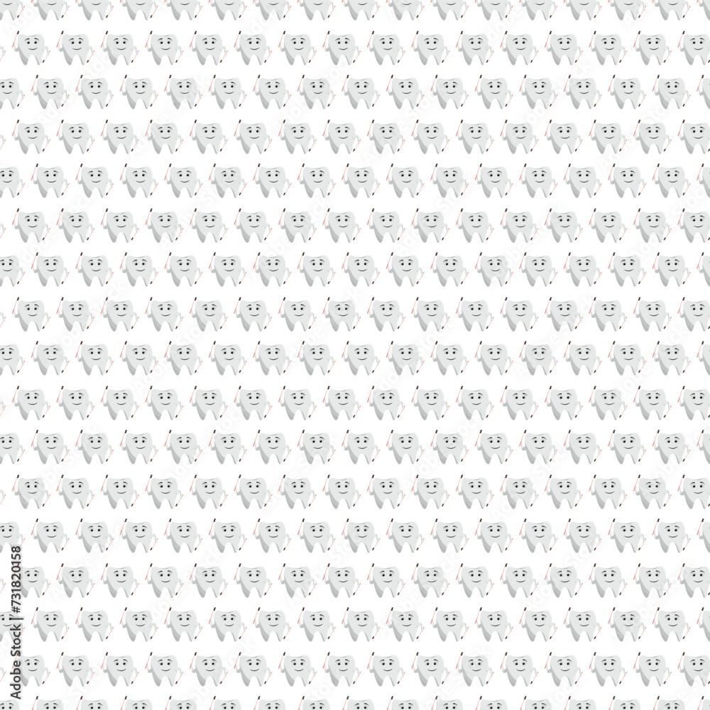 Seamless pattern of a tooth mascot holding toothbrush. Medical dentist teeth caharacter Seamless pattern of a tooth mascot holding toothbrush. Medical dentist teeth caharacter
