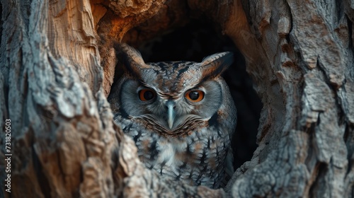 Capturing the Essence of an Old Owl in a Tree Hollow