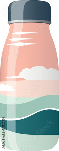 Minimalistic vector of a water bottle in pastel colors