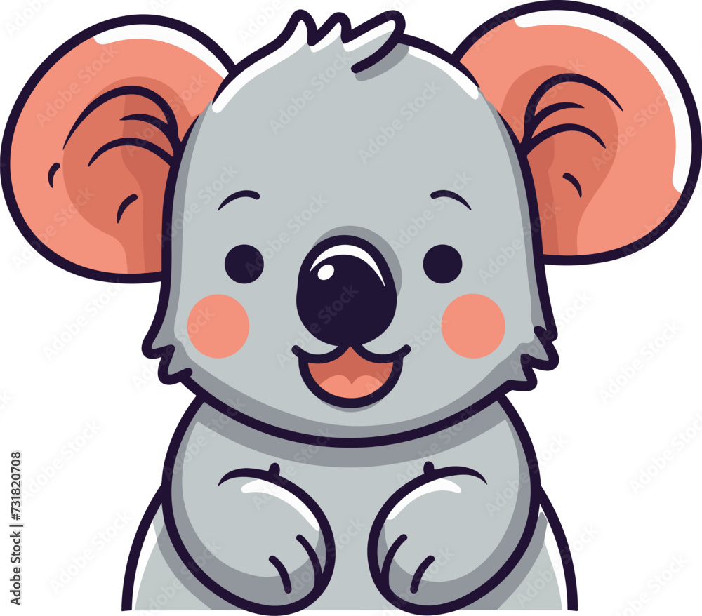 Obraz premium A vector illustration of a cute grey koala bear with pink ears