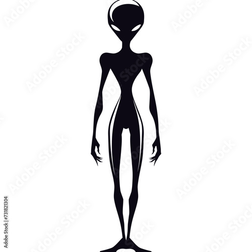 Silhouette alien black color only full body
