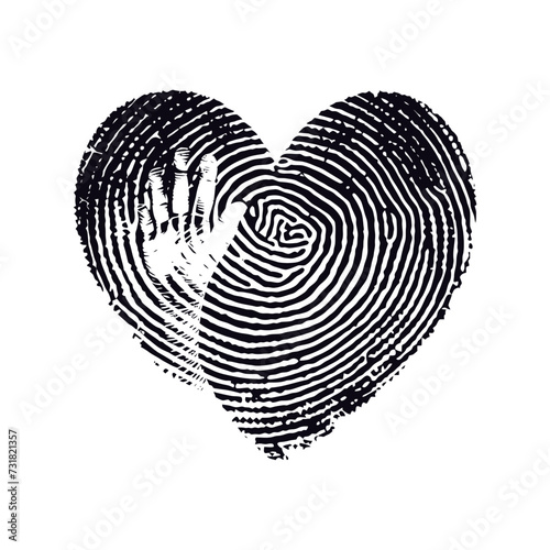 Silhouette couple finger print make love heart shape black color only