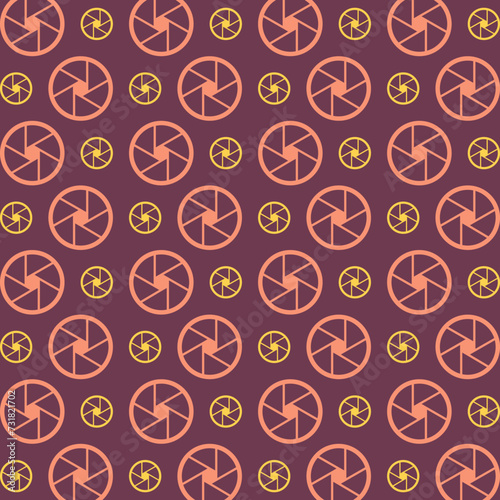 Camera Shutter Icon Vector trendy repeating pattern maroon illustration background