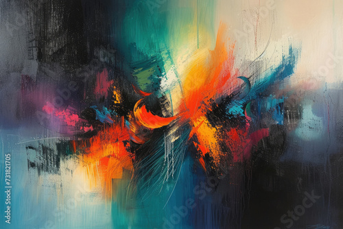 A painting capturing the essence of a jazz melody in abstract form, with rhythmic brushstrokes and a harmonious blend of colors