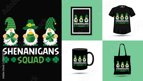 ST Patricks day cute gnome t-shirt design vector