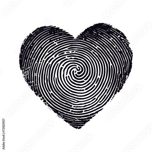 Silhouette finger print love heart shape black color only