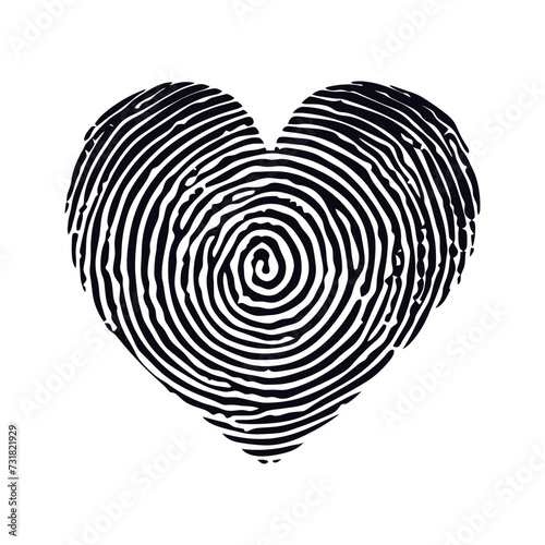 Silhouette finger print love heart shape black color only