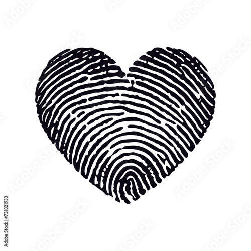 Silhouette finger print love heart shape black color only