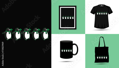 St Patricks day penguin vector tshirt design
