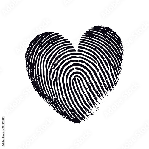 Silhouette finger print love heart shape black color only
