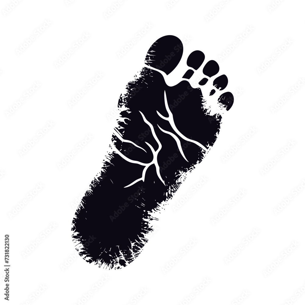 Silhouette foot print on the ground black color only