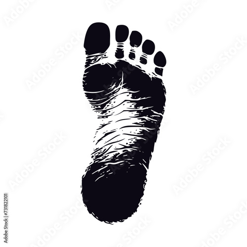 Silhouette foot print on the ground black color only