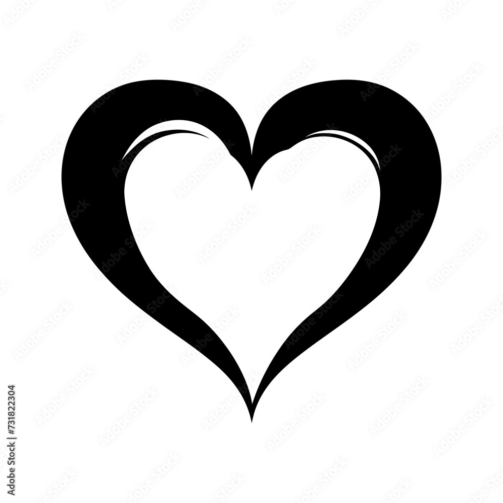 Silhouette heart love logo symbol black color only
