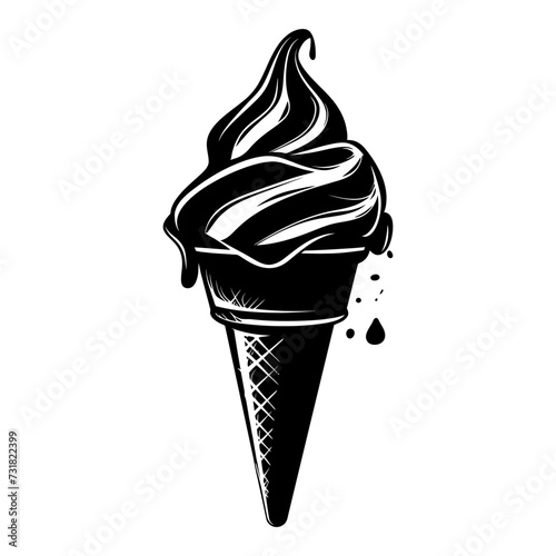 Silhouette ice cream black color only full body