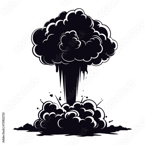 Silhouette nuclear explosion black color only