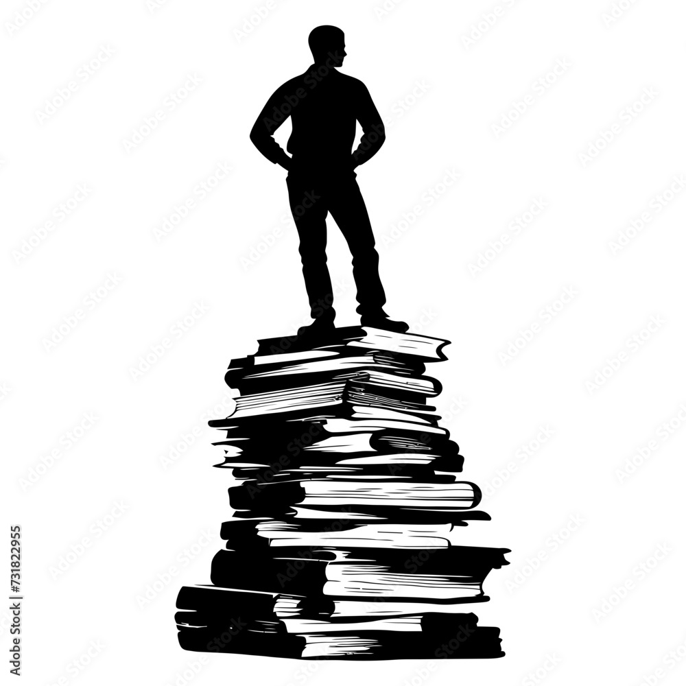 Silhouette pile of book full body Silhouette pile of book full body