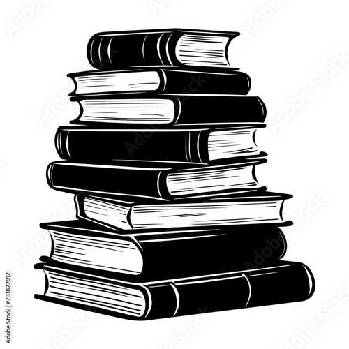 Silhouette pile of book black color only