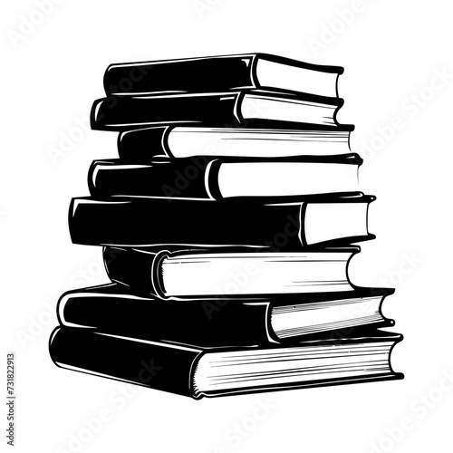 Silhouette pile of book black color only