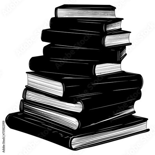 Silhouette pile of book black color only