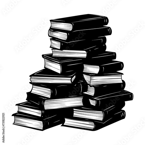 Silhouette pile of book black color only