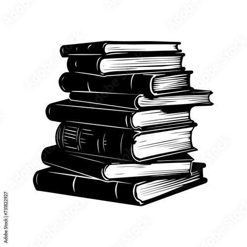 Silhouette pile of book black color only