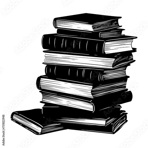 Silhouette pile of book black color only