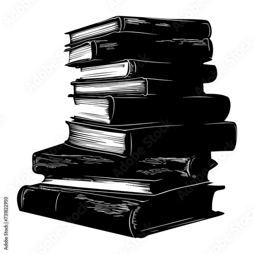 Silhouette pile of book black color only