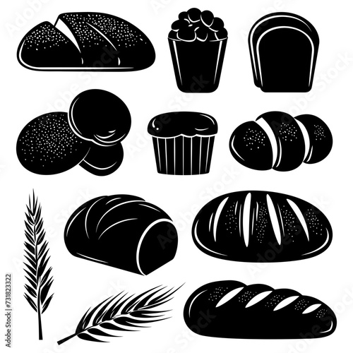 Wallpaper Mural Silhouette bread black color only Torontodigital.ca