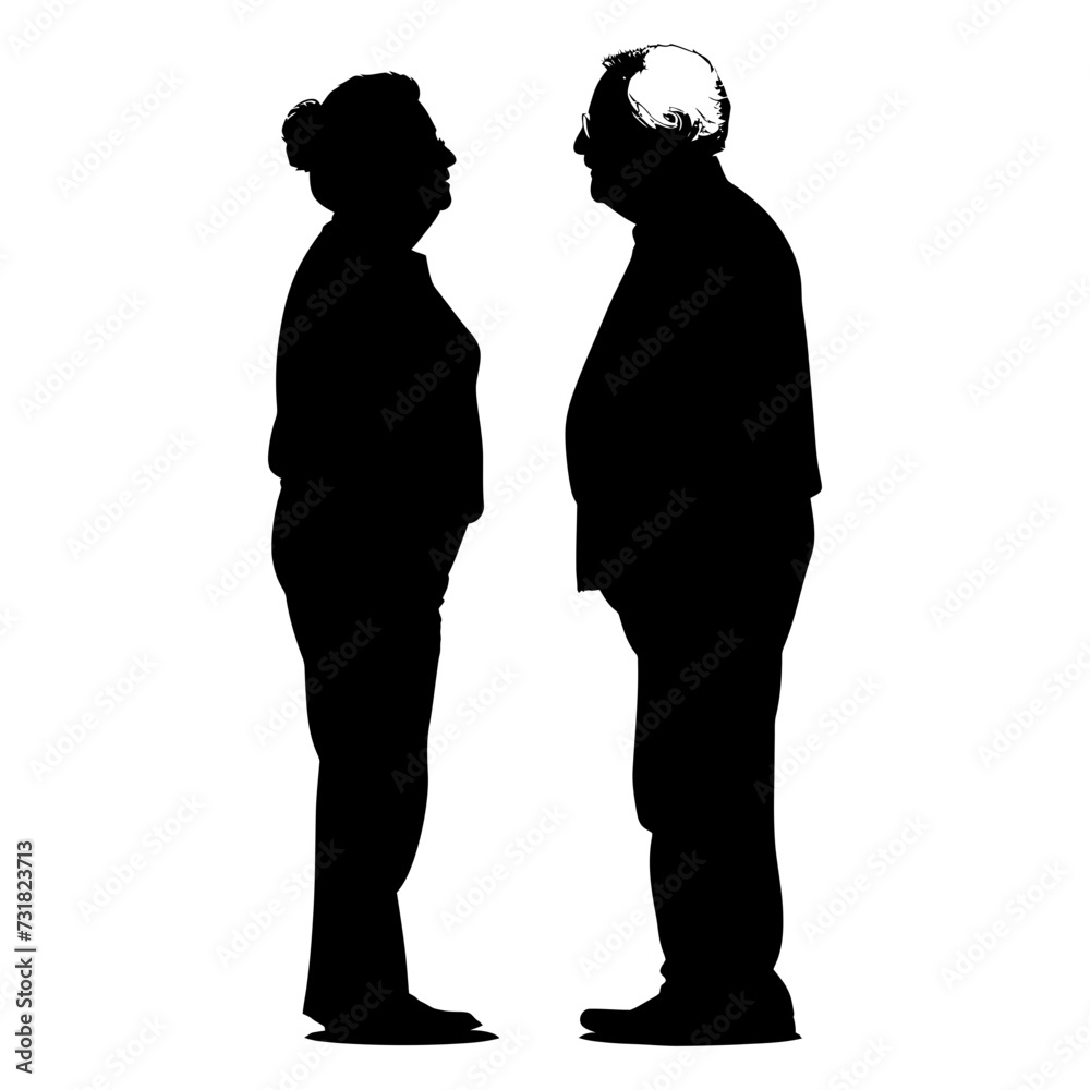 Silhouette couple of the elderly black color only full Silhouette couple of the elderly black color only full