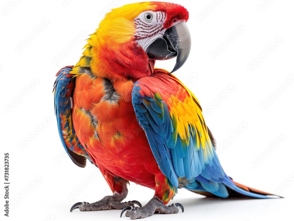 macaw parrot on white background