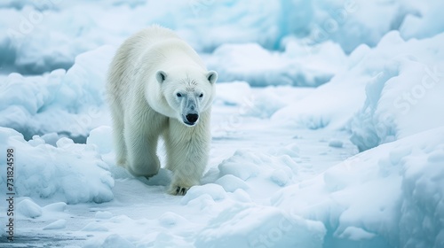 Solitary Polar Bear Exploration