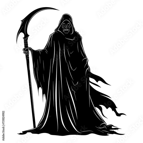 Silhouette grim reaper black color only full body body