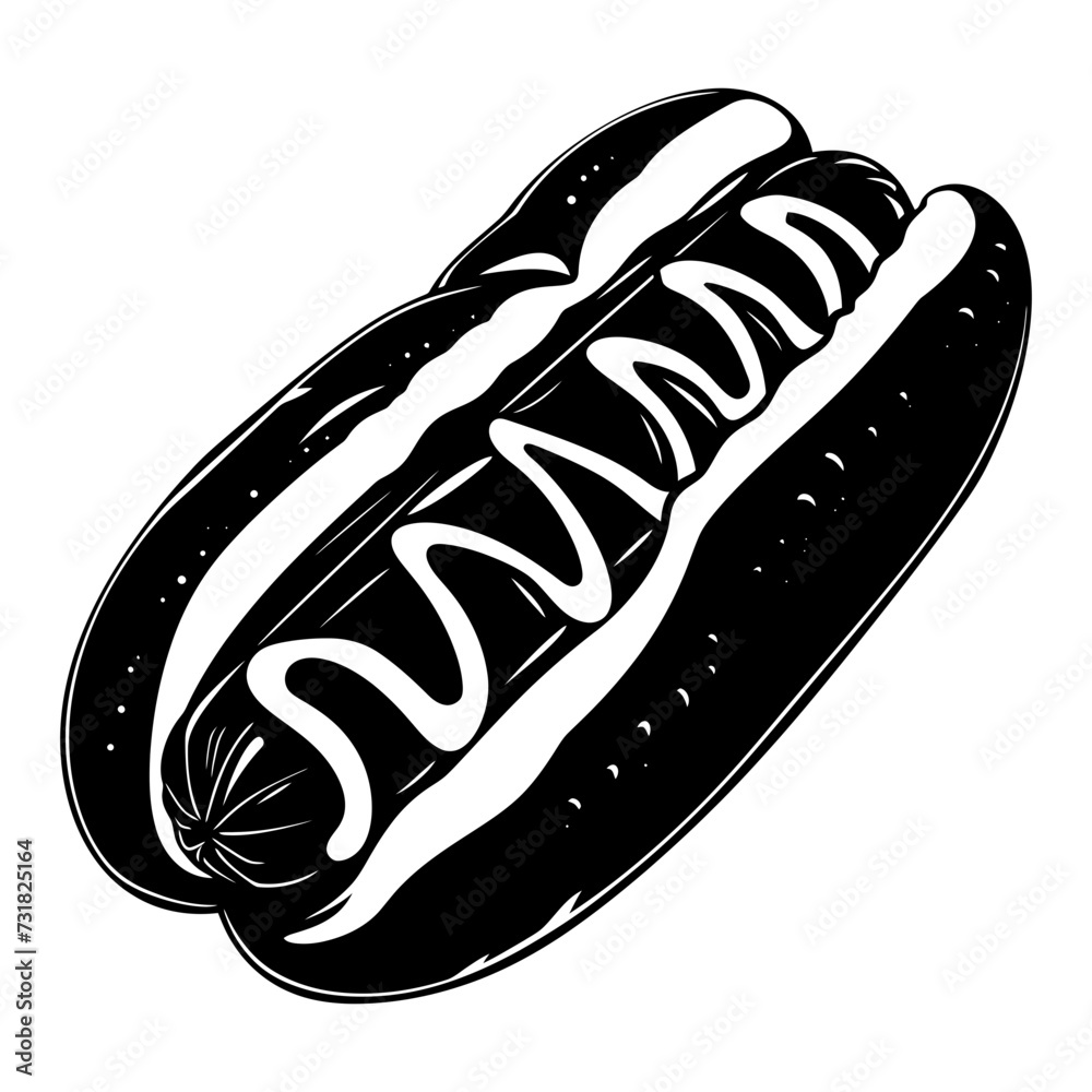 Silhouette hotdog black color only full body body Silhouette hotdog black color only full body body