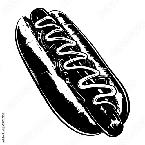 Silhouette hotdog black color only full body body