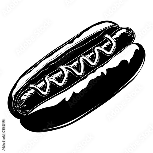 Silhouette hotdog black color only full body body
