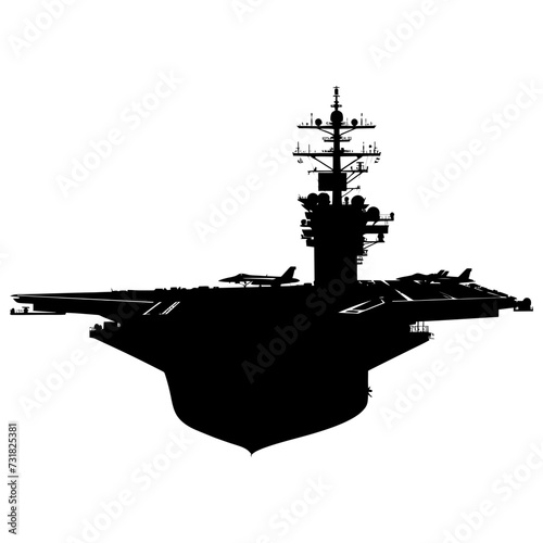 Silhouette Aircraft carrier top view black color only