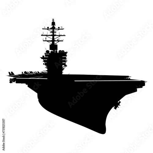 Silhouette Aircraft carrier top view black color only photo