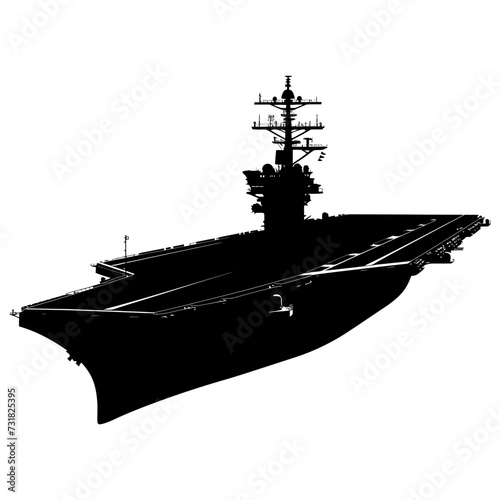 Silhouette Aircraft carrier top view black color only