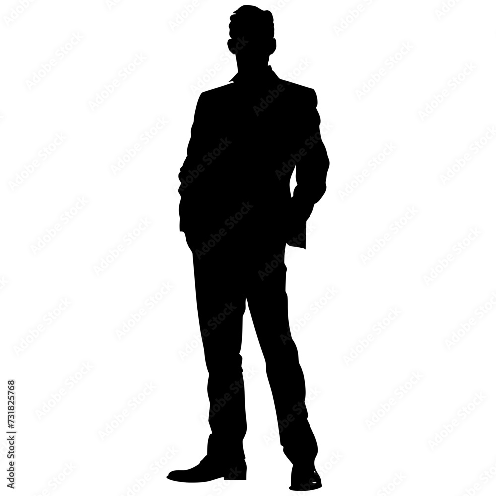 Silhouette bussiness man black color only full body