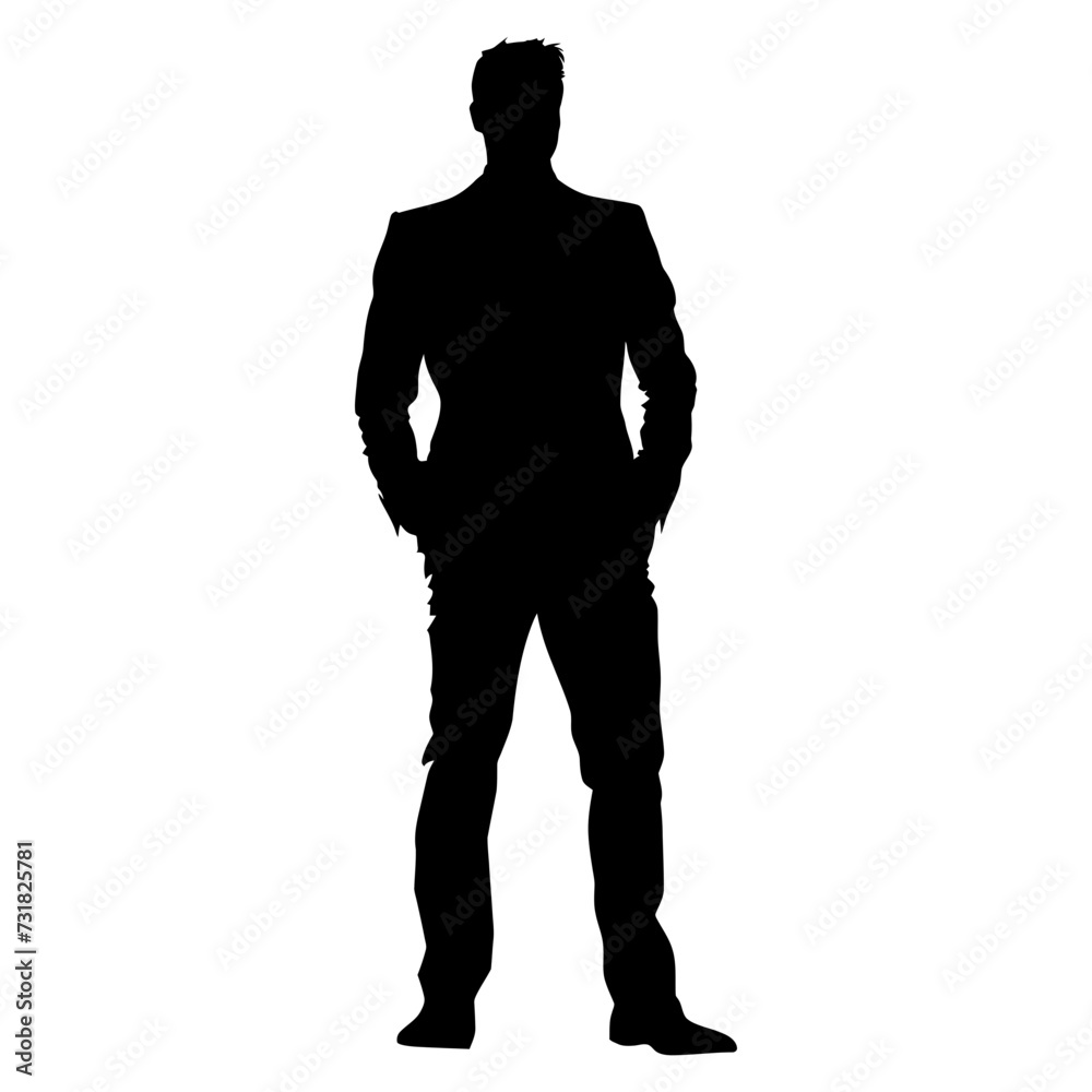 Obraz premium Silhouette bussiness man black color only full body