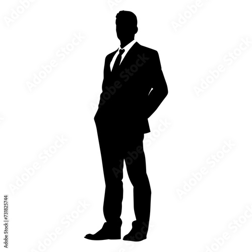 Silhouette bussiness man black color only full body