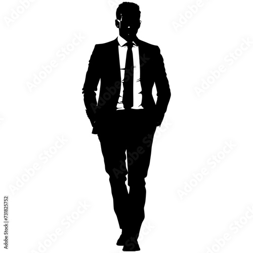 Silhouette bussiness man black color only full body