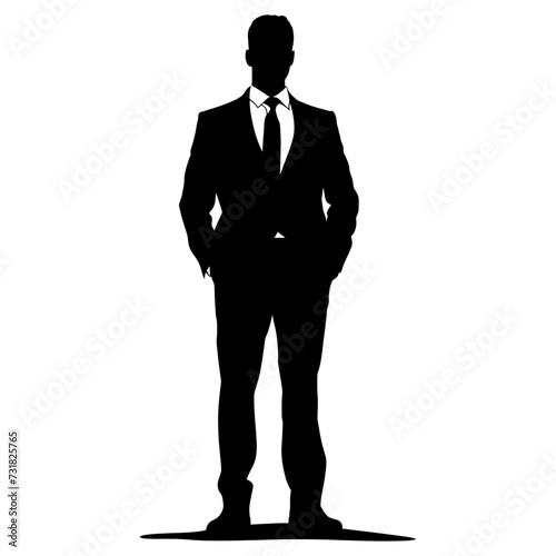 Silhouette bussiness man black color only full body