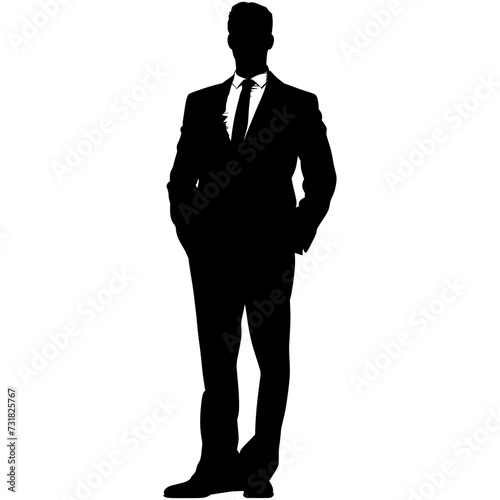 Silhouette bussiness man black color only full body