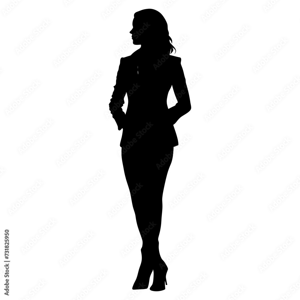 Silhouette bussiness woman black color only full body