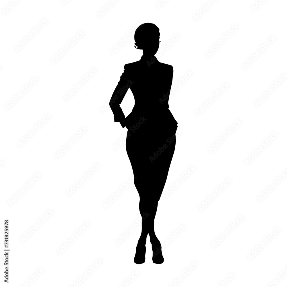 Fototapeta premium Silhouette bussiness woman black color only full body