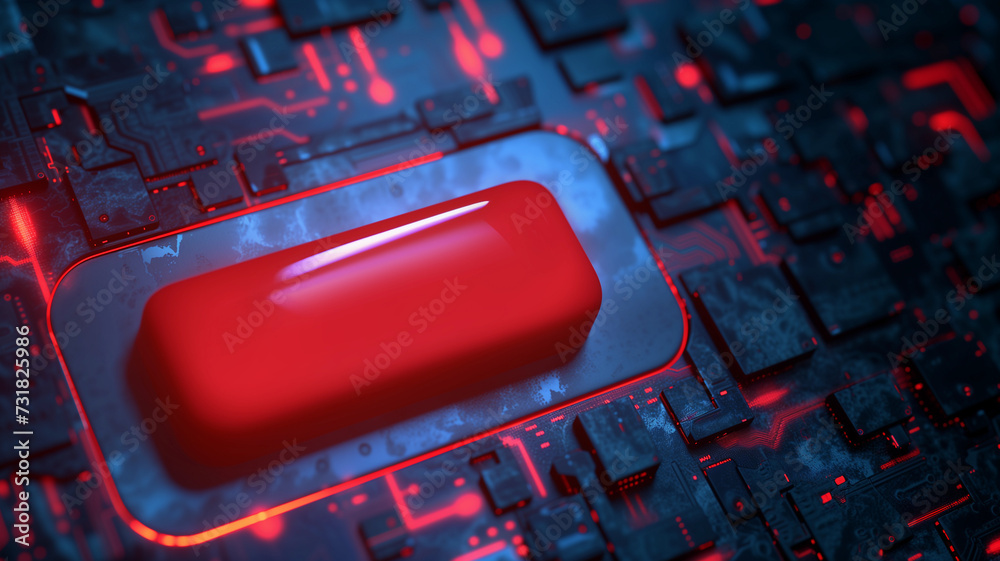 Fototapeta premium Futuristic Red Empty Key Button Template. Usable for gamers and streamers design.